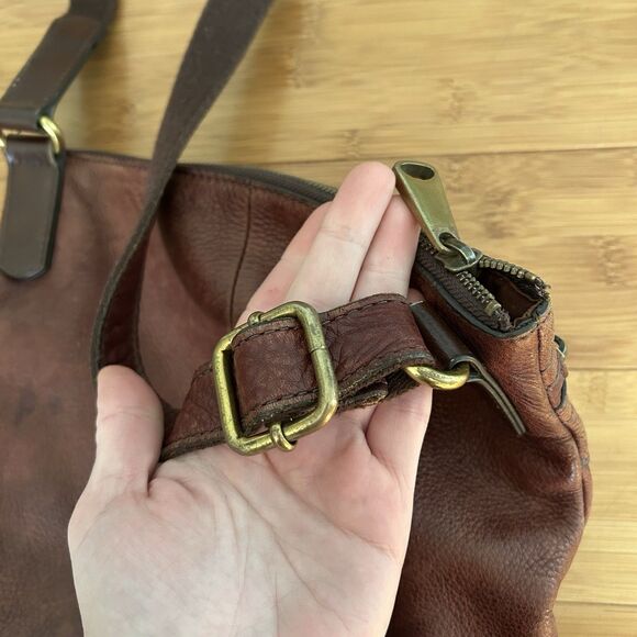 Fossil Brown Genuine Leather Crossbody Bag Purse - Picture 6 of 15